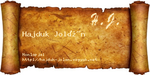 Hajduk Jolán névjegykártya